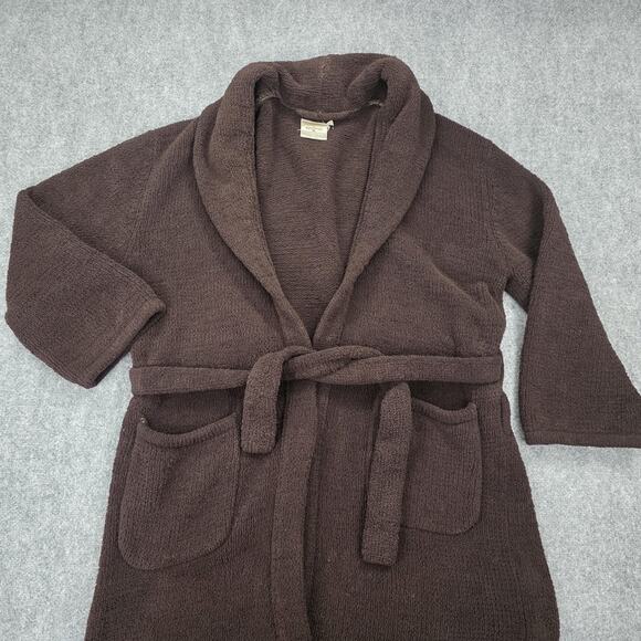 Kashwere Robe Mens XL Brown Shawl Collar Belted Plush Microfiber Bathrobe Pocket - Picture 4 of 11